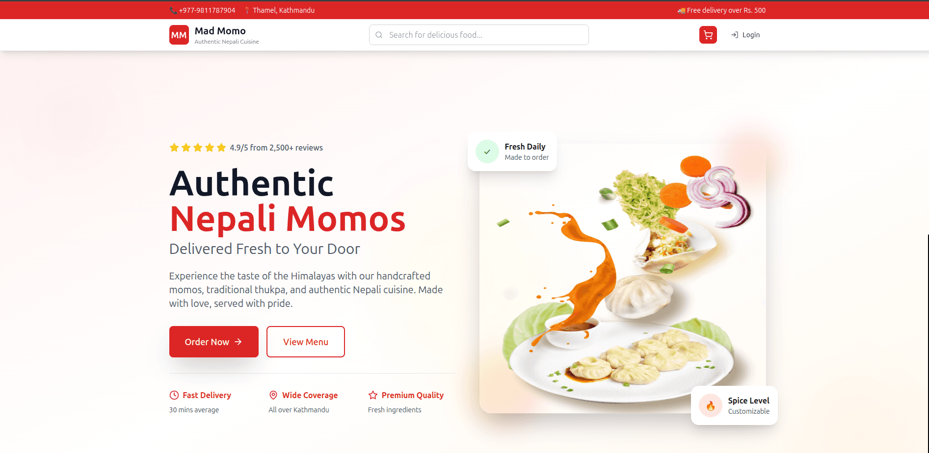 Mad Momo — Restaurant Ordering